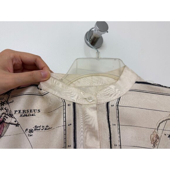 Rosetta Getty Astrology Zodiac Signs Map Print Silk Shirt Blouse Beige 2022 6 - Picture 4 of 16